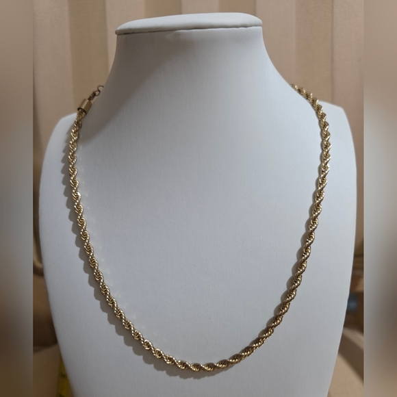 GOLD ROPE CHAIN NECKLACE 16 INCH - Picture 1 of 5